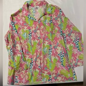 Lilly Pulitzer Underwater Delight Women’s Button down top L/S Sz XL